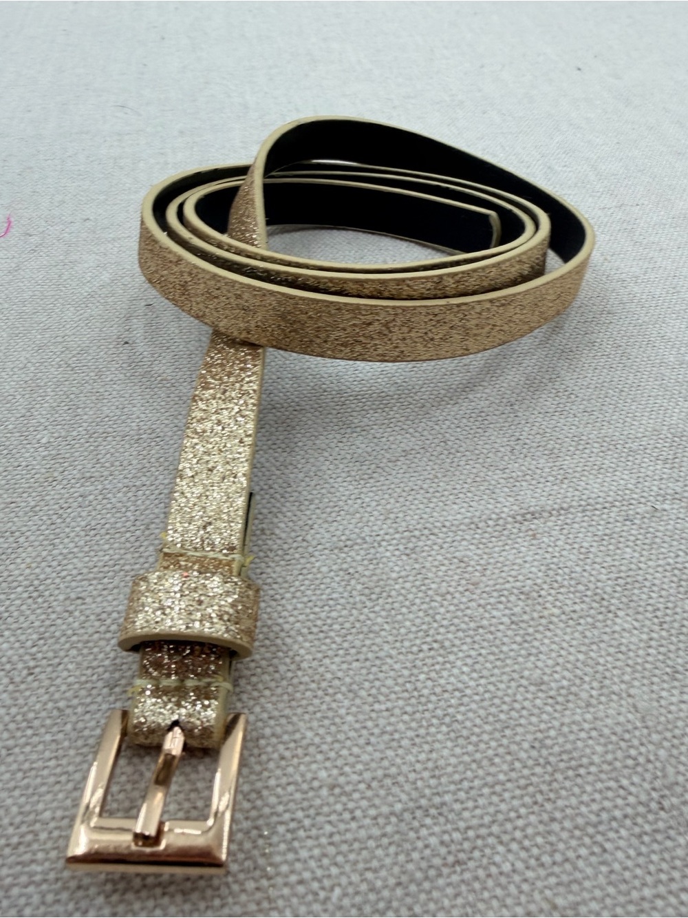 Gold Glitter Girls Leather Belt
